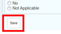 Save button at the bottom of the Required Registration Questions page